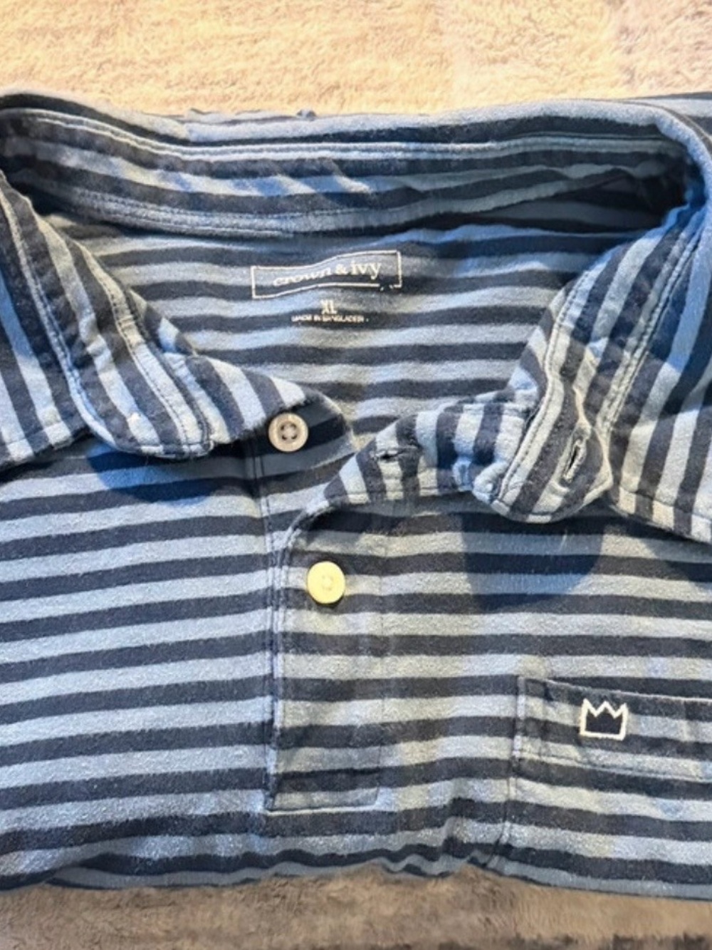 crown & ivy Navy and Light Blue Striped Polo for Kids